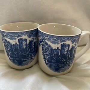 Johnson Brothers “ Old Britain Castles” blue mugs. Set of 2.